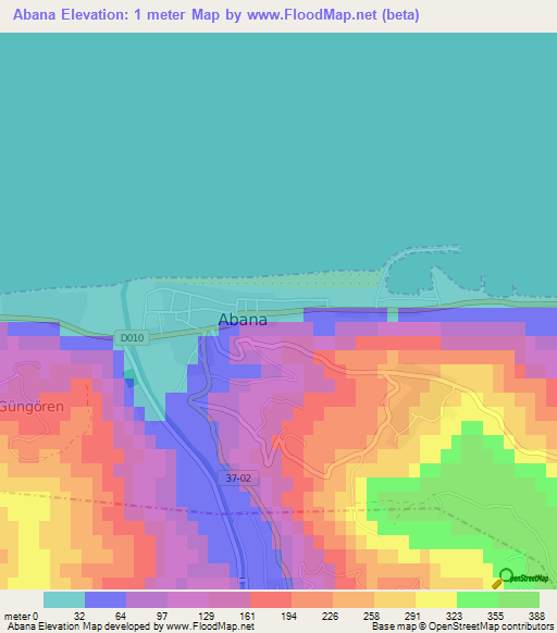 Abana,Turkey Elevation Map