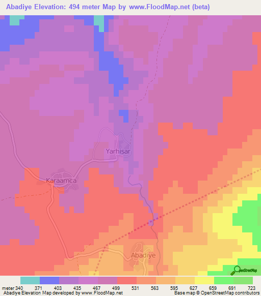 Abadiye,Turkey Elevation Map