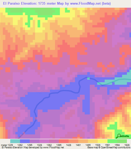 El Paraiso,Colombia Elevation Map