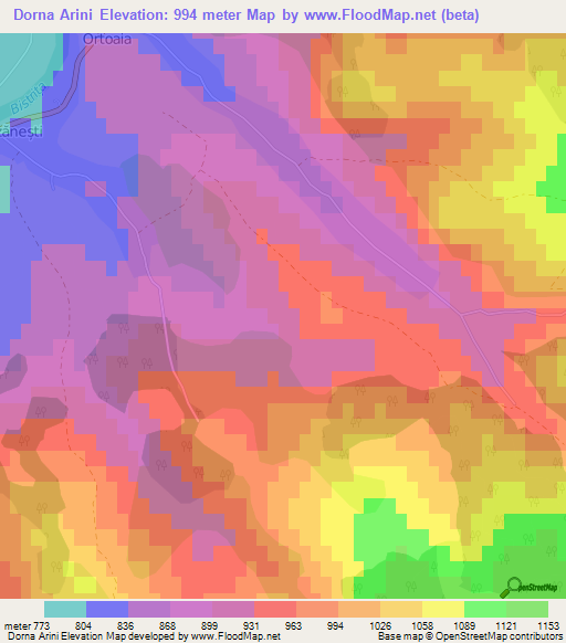 Dorna Arini,Romania Elevation Map