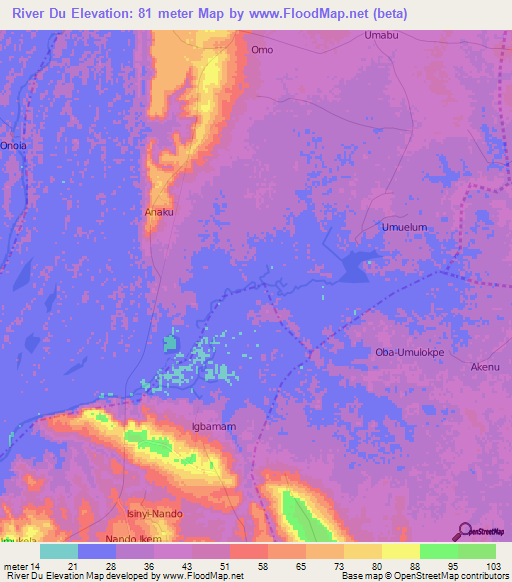 River Du,Nigeria Elevation Map