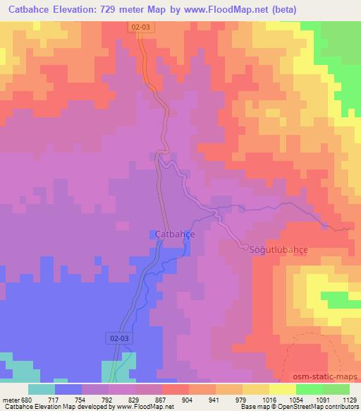 Catbahce,Turkey Elevation Map