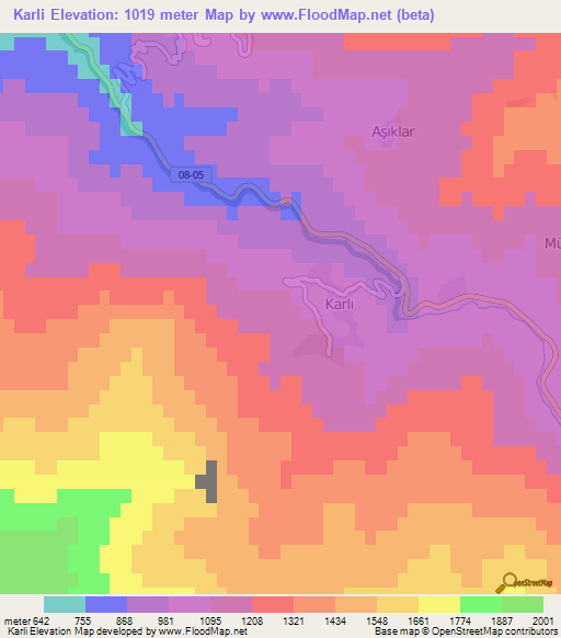 Karli,Turkey Elevation Map