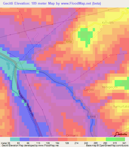 Gecitli,Turkey Elevation Map