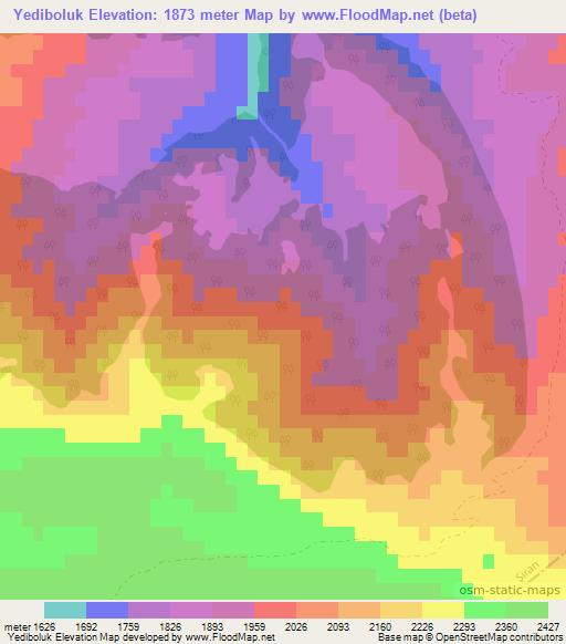 Yediboluk,Turkey Elevation Map