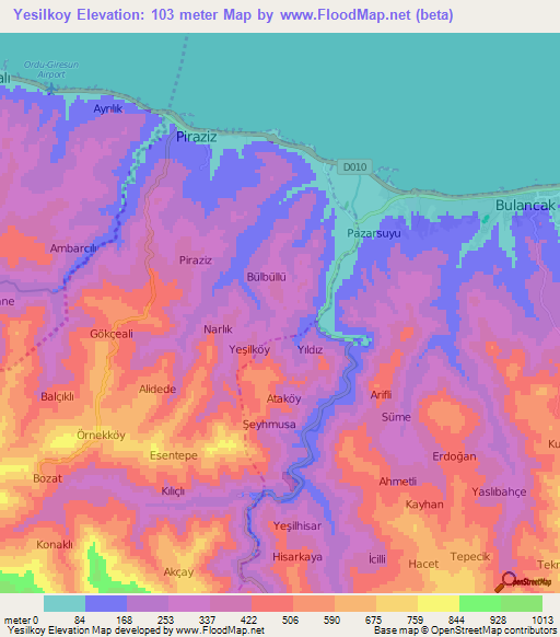 Yesilkoy,Turkey Elevation Map