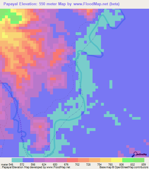 Papayal,Colombia Elevation Map