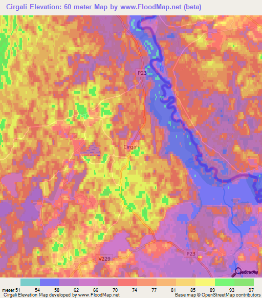 Cirgali,Latvia Elevation Map