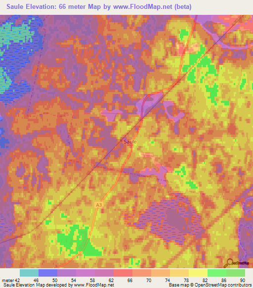 Saule,Latvia Elevation Map