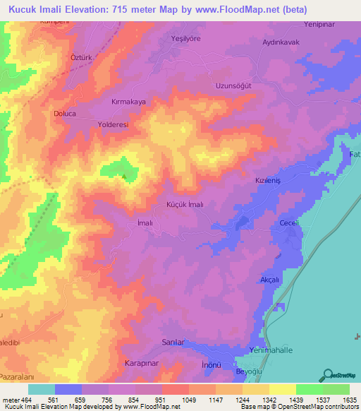 Kucuk Imali,Turkey Elevation Map