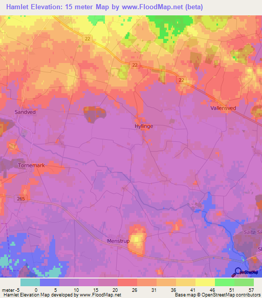 Hamlet,Denmark Elevation Map