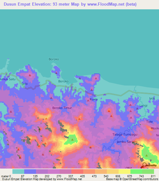 Dusun Empat,Indonesia Elevation Map