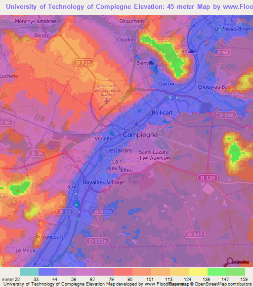 University of Technology of Compiegne,France Elevation Map