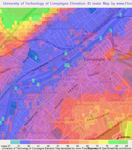 University of Technology of Compiegne,France Elevation Map