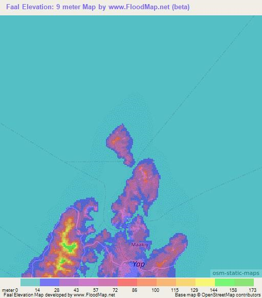 Faal,Micronesia Elevation Map