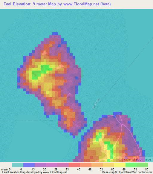 Faal,Micronesia Elevation Map