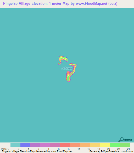 Pingelap Village,Micronesia Elevation Map