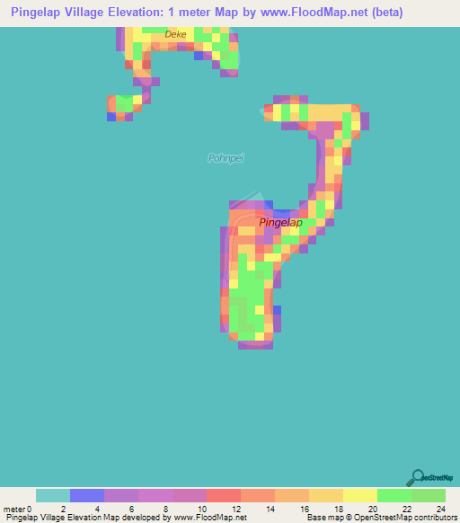 Pingelap Village,Micronesia Elevation Map