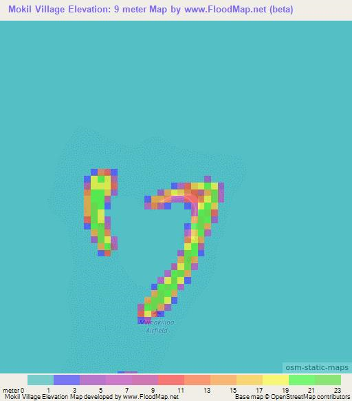 Mokil Village,Micronesia Elevation Map