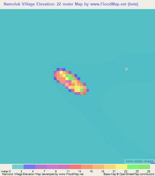 Namoluk Village,Micronesia Elevation Map