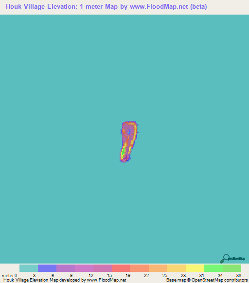 Houk Village,Micronesia Elevation Map