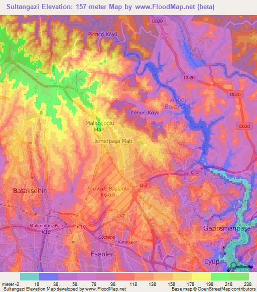 Sultangazi,Turkey Elevation Map