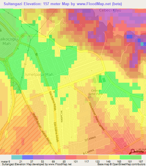 Sultangazi,Turkey Elevation Map