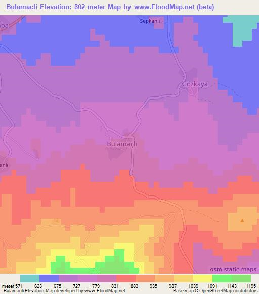 Bulamacli,Turkey Elevation Map