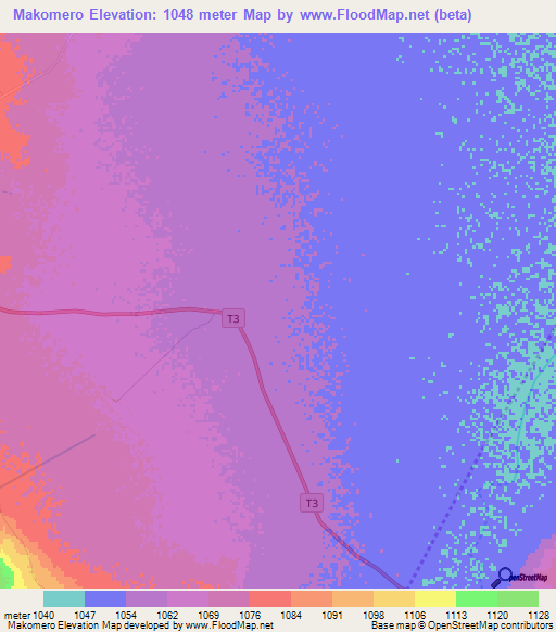 Makomero,Tanzania Elevation Map