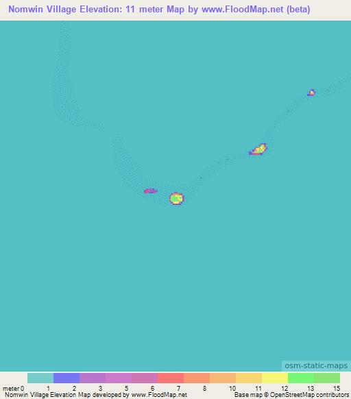 Nomwin Village,Micronesia Elevation Map