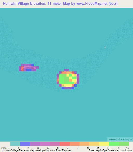 Nomwin Village,Micronesia Elevation Map
