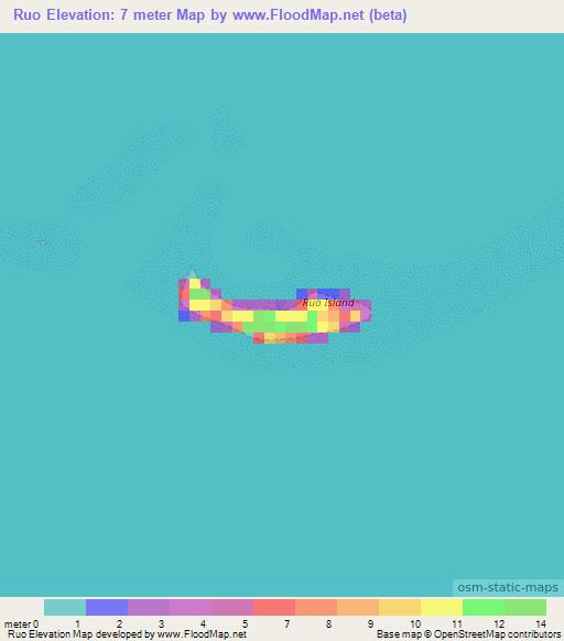 Ruo,Micronesia Elevation Map