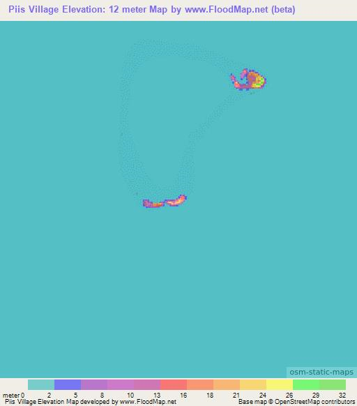 Piis Village,Micronesia Elevation Map