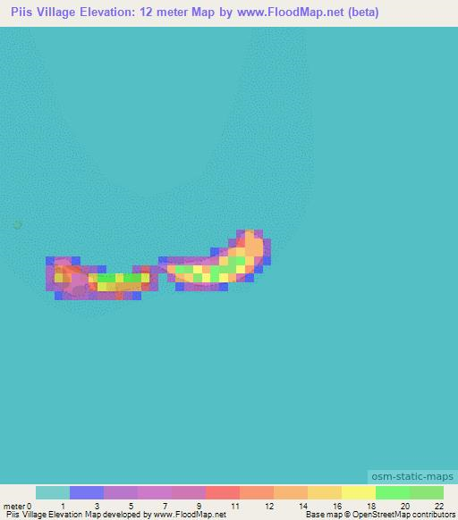 Piis Village,Micronesia Elevation Map