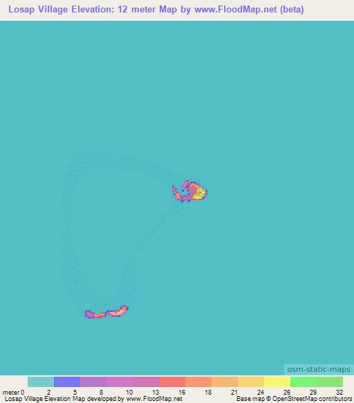 Losap Village,Micronesia Elevation Map