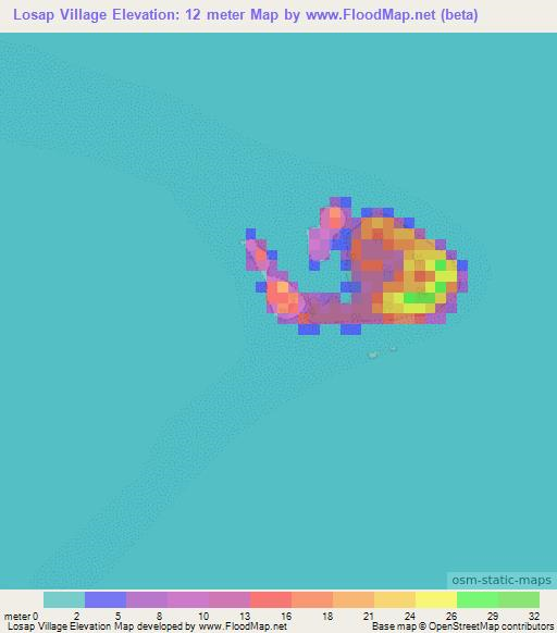 Losap Village,Micronesia Elevation Map