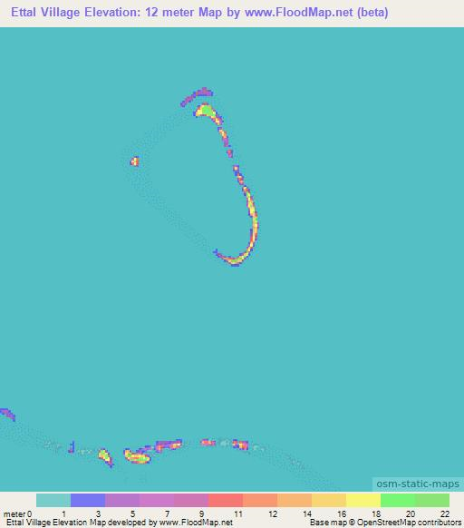 Ettal Village,Micronesia Elevation Map