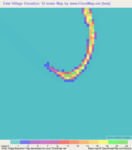 Ettal Village,Micronesia Elevation Map