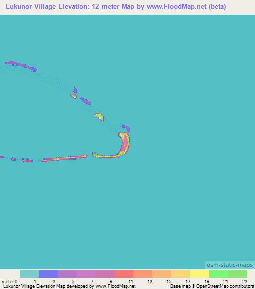 Lukunor Village,Micronesia Elevation Map