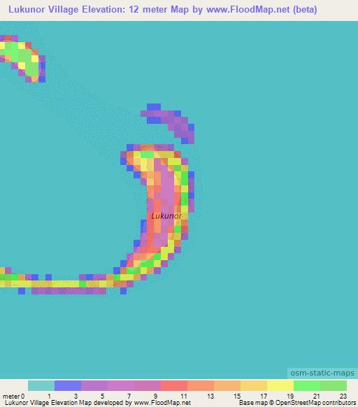 Lukunor Village,Micronesia Elevation Map
