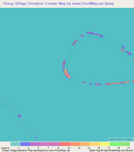 Oneop Village,Micronesia Elevation Map