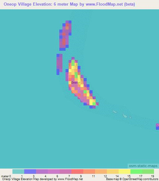 Oneop Village,Micronesia Elevation Map