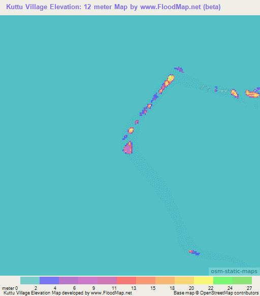 Kuttu Village,Micronesia Elevation Map