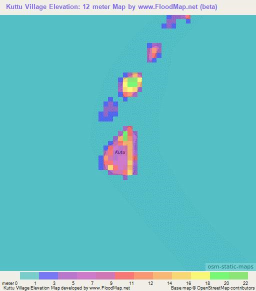 Kuttu Village,Micronesia Elevation Map