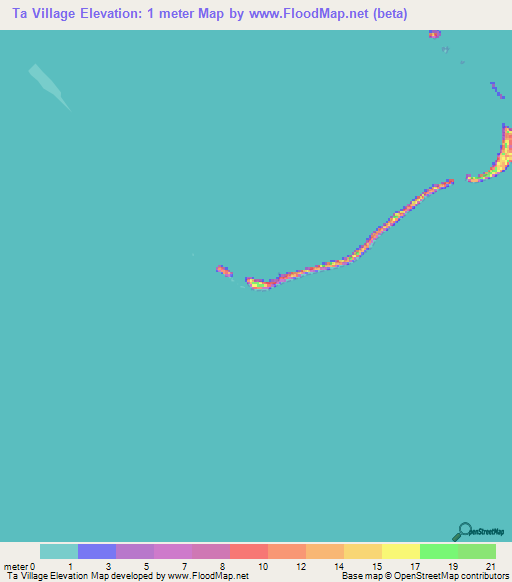 Ta Village,Micronesia Elevation Map