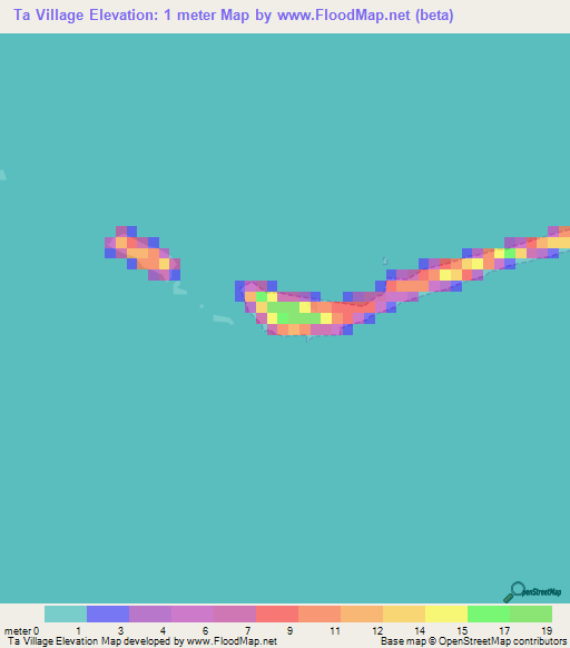 Ta Village,Micronesia Elevation Map