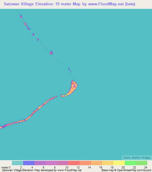 Satowan Village,Micronesia Elevation Map