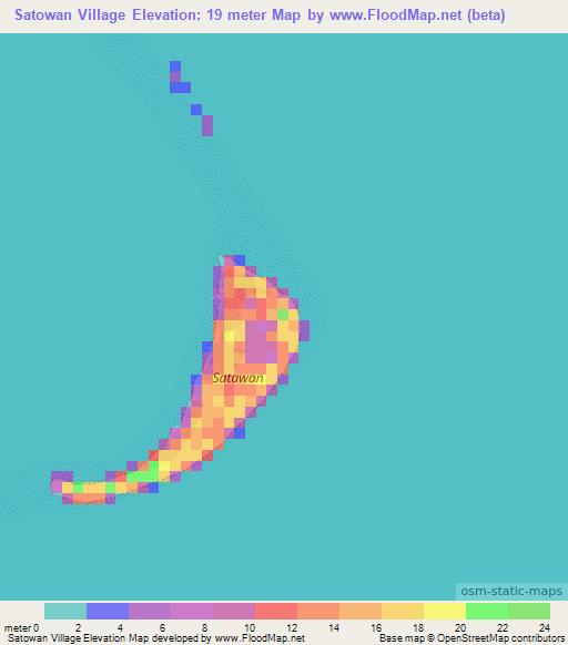 Satowan Village,Micronesia Elevation Map