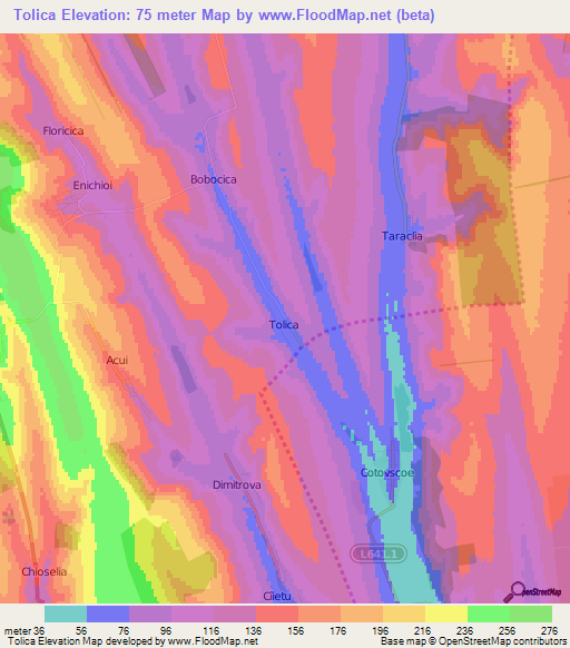 Tolica,Moldova Elevation Map