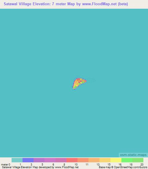 Satawal Village,Micronesia Elevation Map